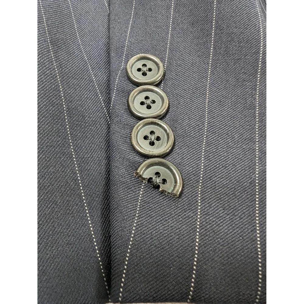 Mens Hickey Freeman Bespoke‎ Blazer Sport Jacket Wool 44R Blue Pin Stripe Flaw